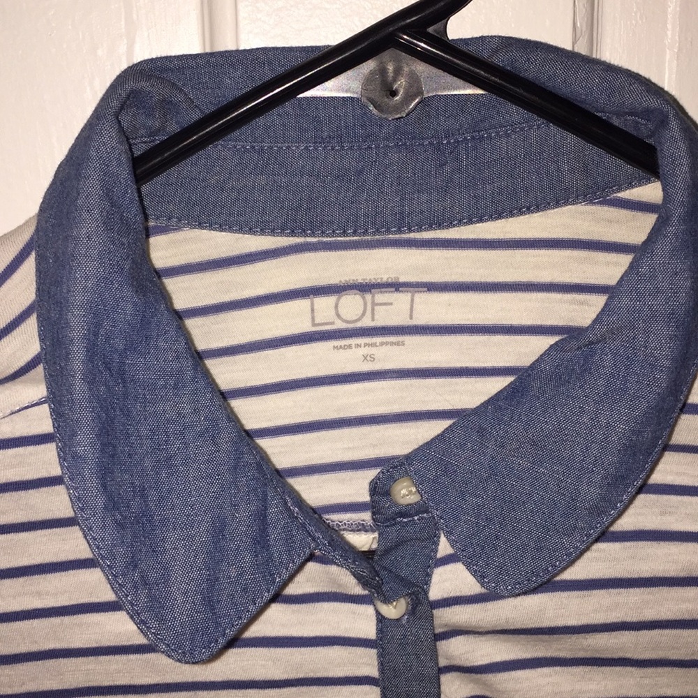 Blue & white stripe button down shirt
